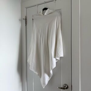 Complex Geometries white asymmetric draped cotton sleeveless top - One Size